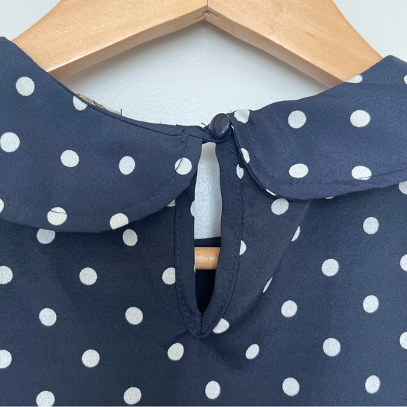 Navy Blue and White Polka Dot Blouse - Picture 6 of 7